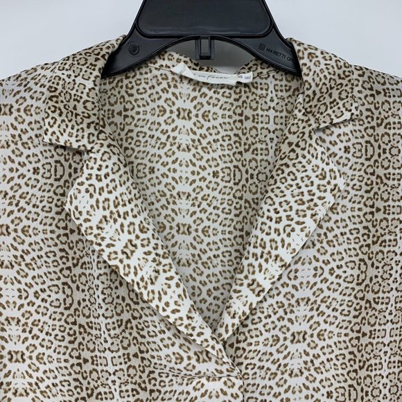 All In Favor Top Harper Leopard Print V Neck Long Sleeve Blouse - Picture 4 of 11